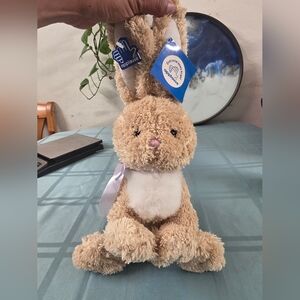 Vintage Applause Tan Easter Bunny  Ribbon Fluffy Tail With Tags.